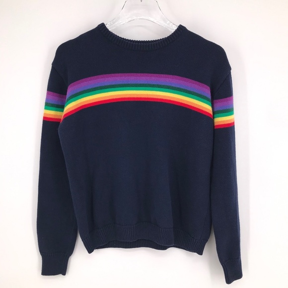 Brandy Melville Sweaters - Brandy Melville Jessica Rainbow Sweater NAVY